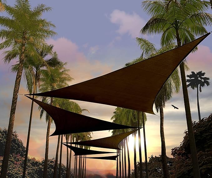 Amgo Custom Size 12' x 12' x 12' Brown Triangle Sun Shade Sail UPF50+ AGTAPRT12, Order to Make Canopy Awning, 95% UV Blockage, Water & Air Permeable, Commercial Standard (We Customize)
