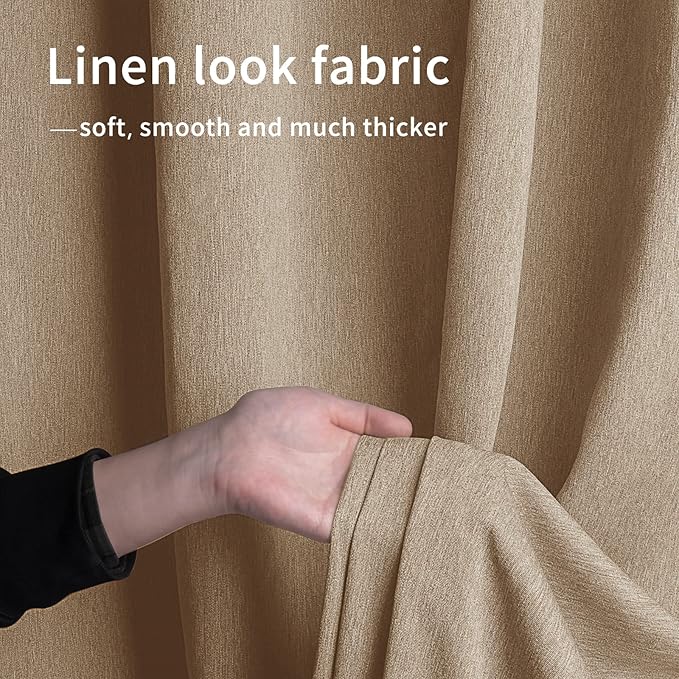 Easy-Going Linen Look Outdoor Curtains Waterproof Windproof Porch Curtains, Soft Thicken Outdoor Privacy Curtains for Patio, Gazebo, Grommet Top and Tab Bottom Drape, 1 Panel, 54x120 inch, Beige