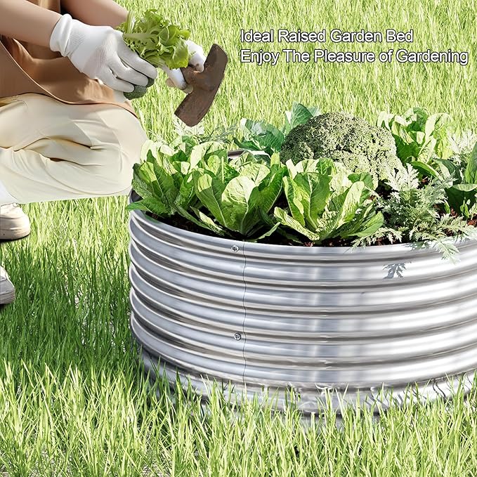 4 Pack Tall 2x2x2ft Round Galvanized Raised Garden Bed Outdoor, Metal Garden Bed for Vegetables, Above Ground Garden Box for Flower, Steel Raised Beds for Gardening