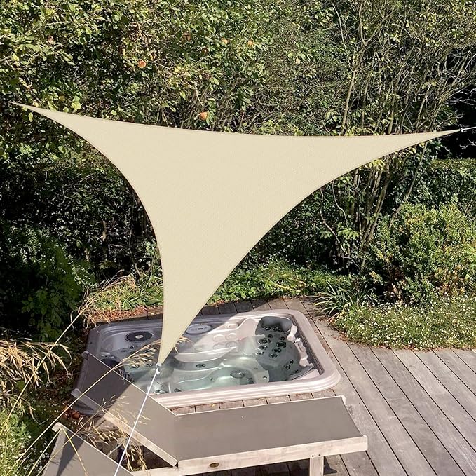 Patio Paradise 6' x 6' x 5'10" Sun Shade Sail Triangle Canopy, Permeable Shade Cloth Fabric Sunlight Block Patio Cover HDPE Deck Awning for Outdoor Backyard Pergolas Roof Shading, Sand