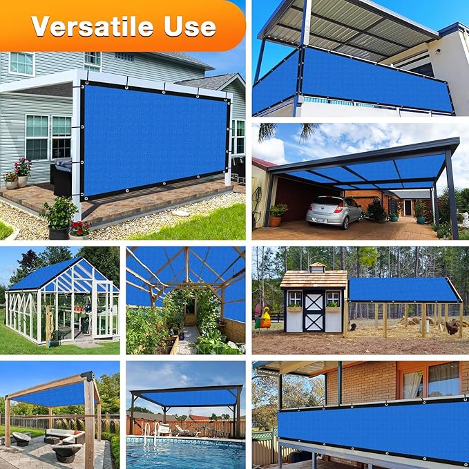 Artpuch Outdoor Pergola Shade Cover 6' X 12' Sun Shade Cloth with Grommets, 90% UV Protection Canopy Patio Privacy Screen (Customized Available) GN107, Blue