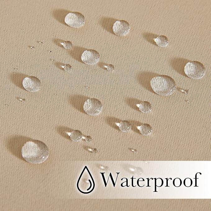 NICETOWN 2 Panels Outdoor Curtains for Patio Waterproof & Windproof, Thermal Insulated Top & Bottom Grommet & Back Tab Light Block Outdoor Drapes with Bouns Rope for Fixed, Biscotti Beige, W52 by L95