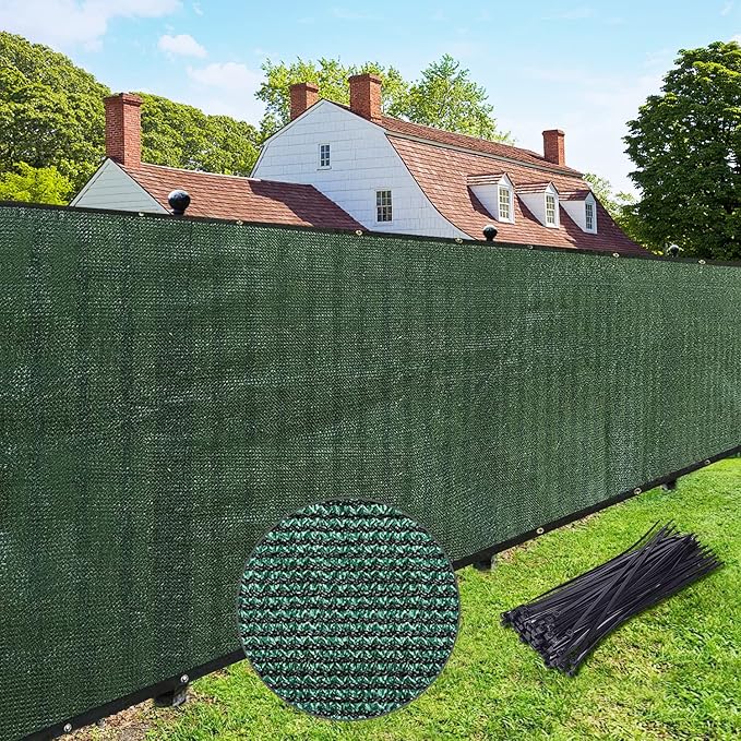 UPGRADE Privacy Fence Screen 4'x44' Dark Green Outdoor 90% Visibility Blockage 170 GSM Mesh Shade Cover Panels for Backyard,Balcony,Home Decoration with Zip Ties,Customized Avaliable