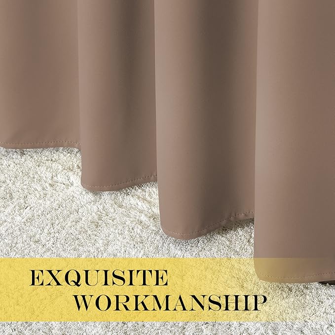 NICETOWN Blackout Doorway Curtain 80 inches Long for Bedroom - Grommet Light & Heat Blocking Window Treatments Sound Reducing Drapes for Living Room (1 Panel, W46 x L80, Cappuccino)