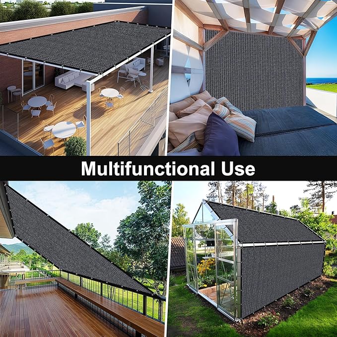 Artpuch 90% Sun Shade Cloth, 8 x 20 FT Pergola Shade Cover Canopy with Grommets, Sun Screen Fabric Tarp for Patio, Outdoor, Garden, Backyard, Dark Grey