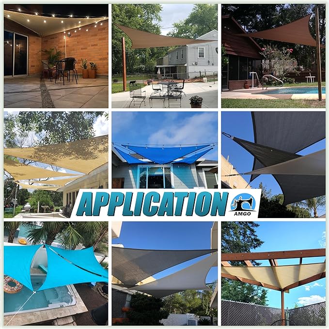 Amgo Custom Size 5' x 8' x 9.4' Green Right Triangle Sun Shade Sail UPF50+ AGTAPRT12, Order to Make Canopy Awning, 95% UV Blockage, Water & Air Permeable, Commercial Standard (We Customize)