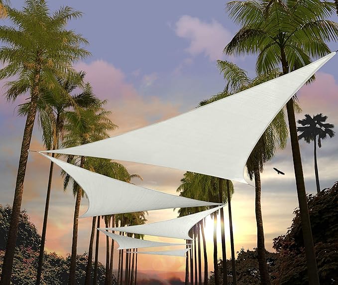 Amgo Custom Size 4' x 4' x 4' White Triangle Sun Shade Sail UPF50+ AGTAPRT12, Order to Make Canopy Awning, 95% UV Blockage, Water & Air Permeable, Commercial Standard (We Customize)