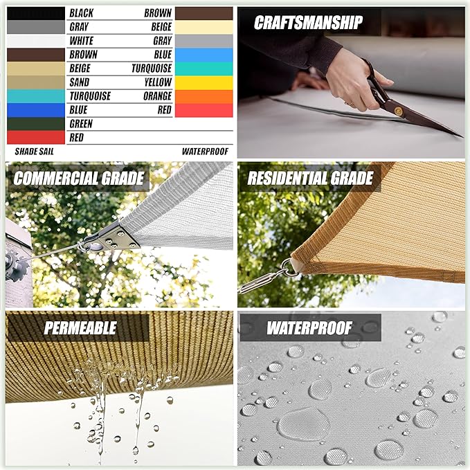 Amgo Custom Size 15' x 23' x 27.5' White Right Triangle Sun Shade Sail Order to Make Canopy Awning UPF50+ AGSLT, 95% UV Blockage, Water & Air Permeable, 200GSM Commercial Standard (We Customize)