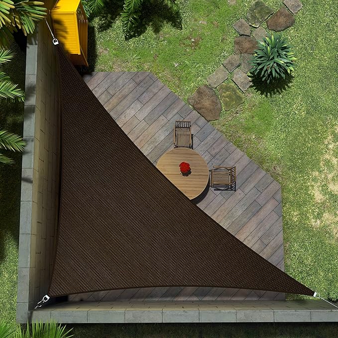 Amgo 24' x 24' x 33.9' Brown Right Triangle Sun Shade Sail UPF50+ Canopy Awning AGSLT, 95% UV Blockage, Water & Air Permeable, 200GSM Heavy Duty Commercial and Residential (We Make Custom Sizes)