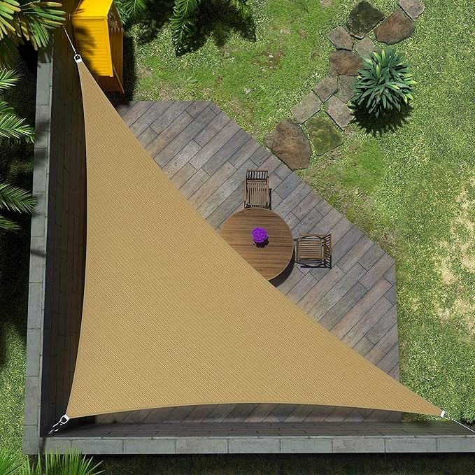 Amgo Custom Size 10' x 20' x 22.4' Sand Beige Right Triangle Sun Shade Sail UPF50+ AGTAPRT12, Order to Make Canopy Awning, 95% UV Blockage, Water & Air Permeable, Commercial Standard (We Customize)