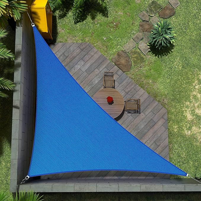 Amgo Custom Size 20' x 23' x 30.5' Blue Right Triangle Sun Shade Sail Order to Make Canopy Awning UPF50+ AGSLT, 95% UV Blockage, Water & Air Permeable, 200GSM Commercial Standard (We Customize)