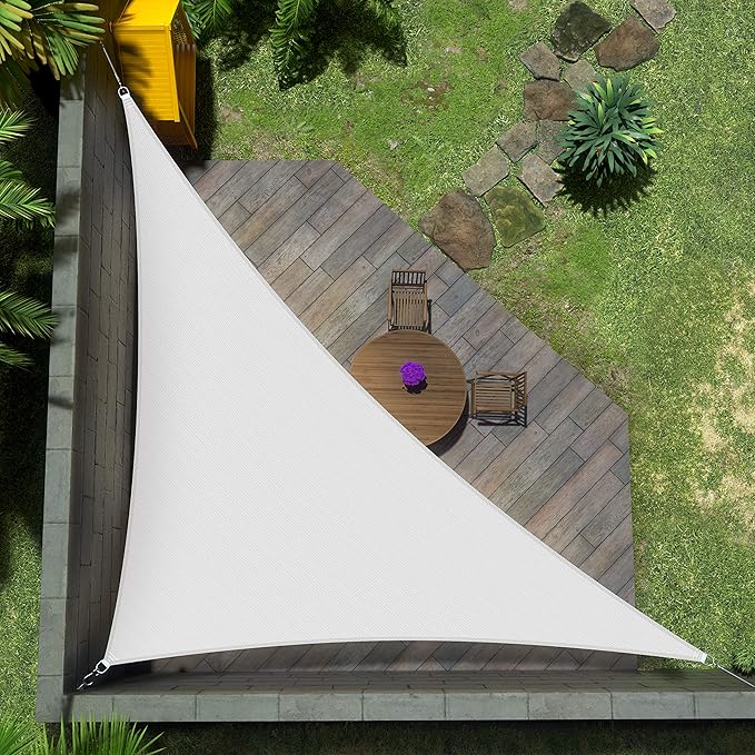 Amgo Custom Size 7' x 9' x 11.4' White Right Triangle Sun Shade Sail Order to Make Canopy Awning UPF50+ AGSLT, 95% UV Blockage, Water & Air Permeable, 200GSM Commercial Standard (We Customize)