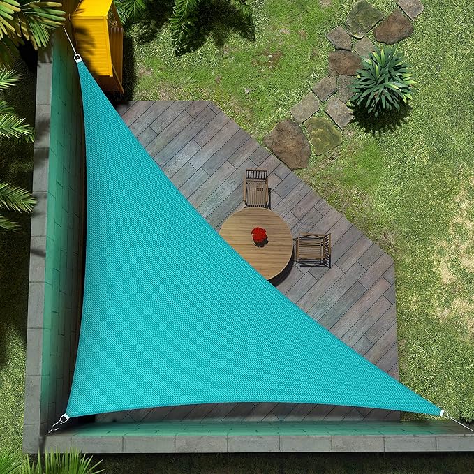 Amgo Custom Size 10' x 16' x 18.9' Turquoise Triangle Sun Shade Sail UPF50+ AGTAPRT12, Order to Make Canopy Awning, 95% UV Blockage, Water & Air Permeable, Commercial Standard (We Customize)