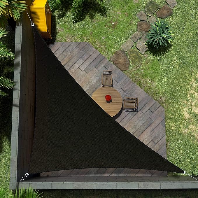 Amgo Custom Size 16' x 16' x 22.6' Black Right Triangle Sun Shade Sail UPF50+ AGTAPRT12, Order to Make Canopy Awning, 95% UV Blockage, Water & Air Permeable, Commercial Standard (We Customize)
